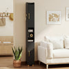 Narrow Bathroom Storage Cabinet with Open Shelves and Toilet Paper Holder-Black - Gallery View 1 of 11