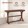 Narrow 52-inch vintage console table in walnut with open shelf, ideal for living rooms and entryways.