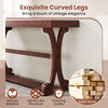 Narrow 52-inch vintage console table with open storage shelf, solid wood, and exquisite curved legs for living rooms.