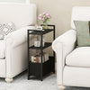 Narrow End Table with Storage Shelves and Metal Frame-Black - Gallery View 1 of 10