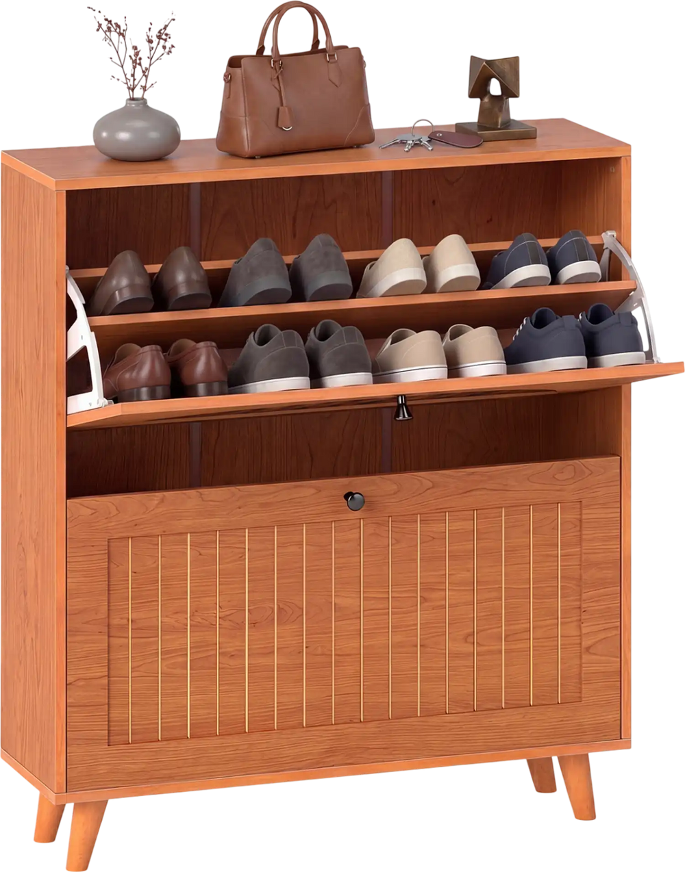 Narrow Shoe Cabinet with Adjustable and Removable Shelves for Entryway Foyer - Gallery View 1 of 9