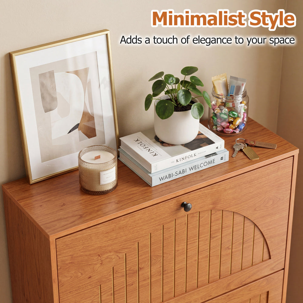 Narrow Shoe Cabinet with Adjustable and Removable Shelves for Entryway Foyer - Gallery View 7 of 9