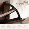Narrow shoe cabinet in brown with adjustable shelves, designed for compact entryways and suitable for various footwear types.