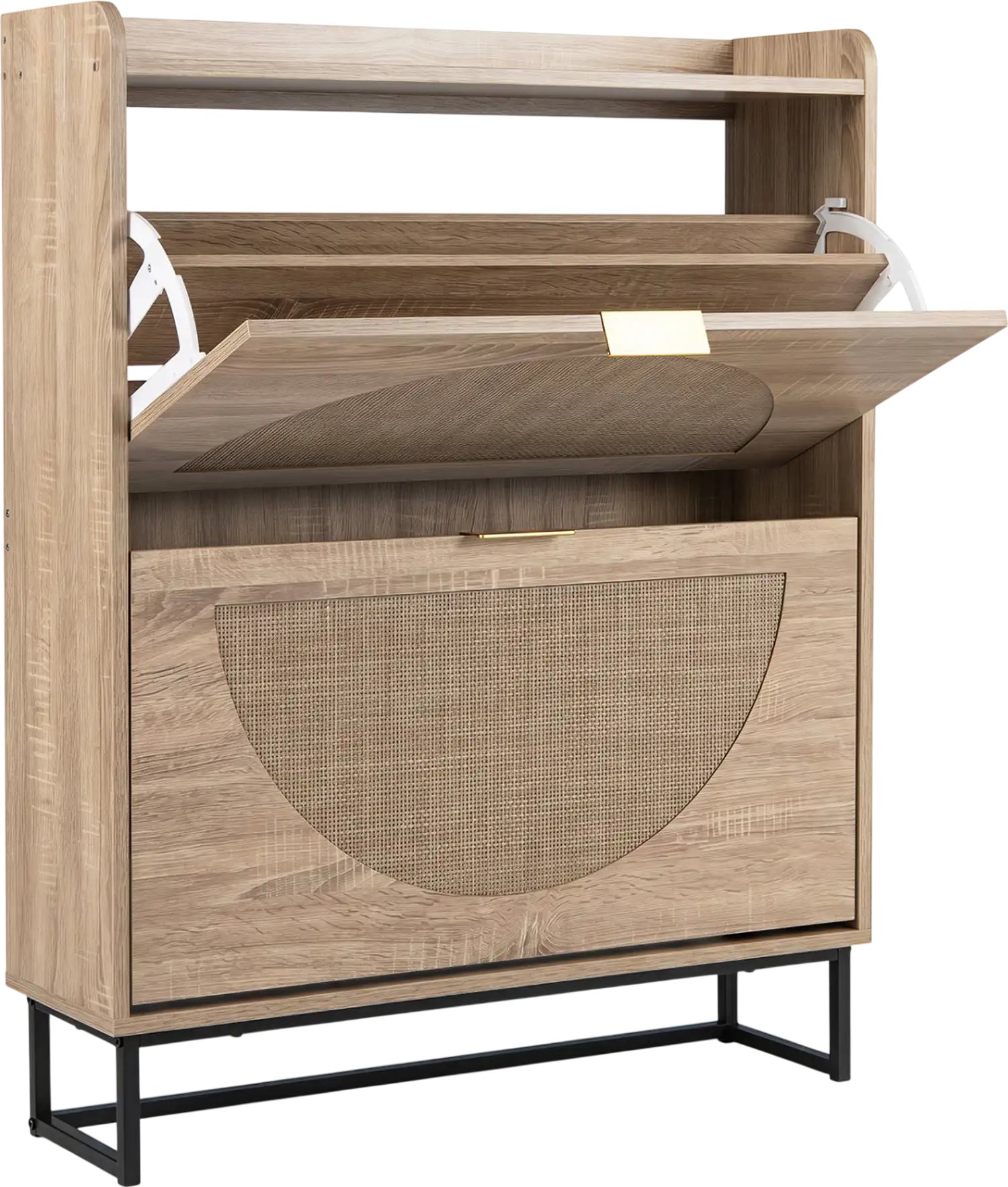 Costway Narrow Shoe Storage Cabinet 2 Flip Drawers Adjustable Shelves 18544726 New
