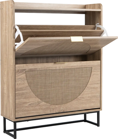 Costway Narrow Shoe Storage Cabinet 2 Flip Drawers Adjustable Shelves 18544726 New