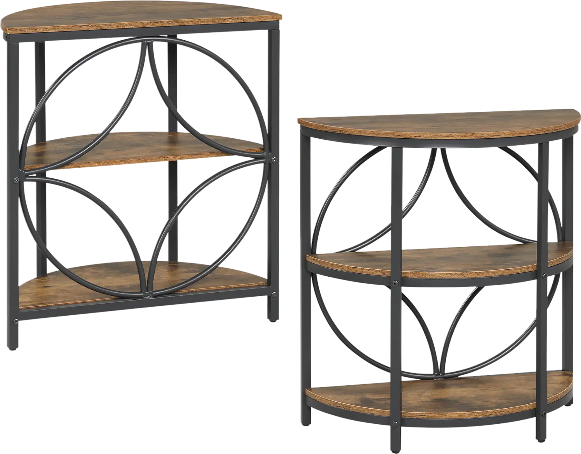 Costway Set of 2 Narrow Side Tables w/ Metal Frame Storage Shelves 12100377 New