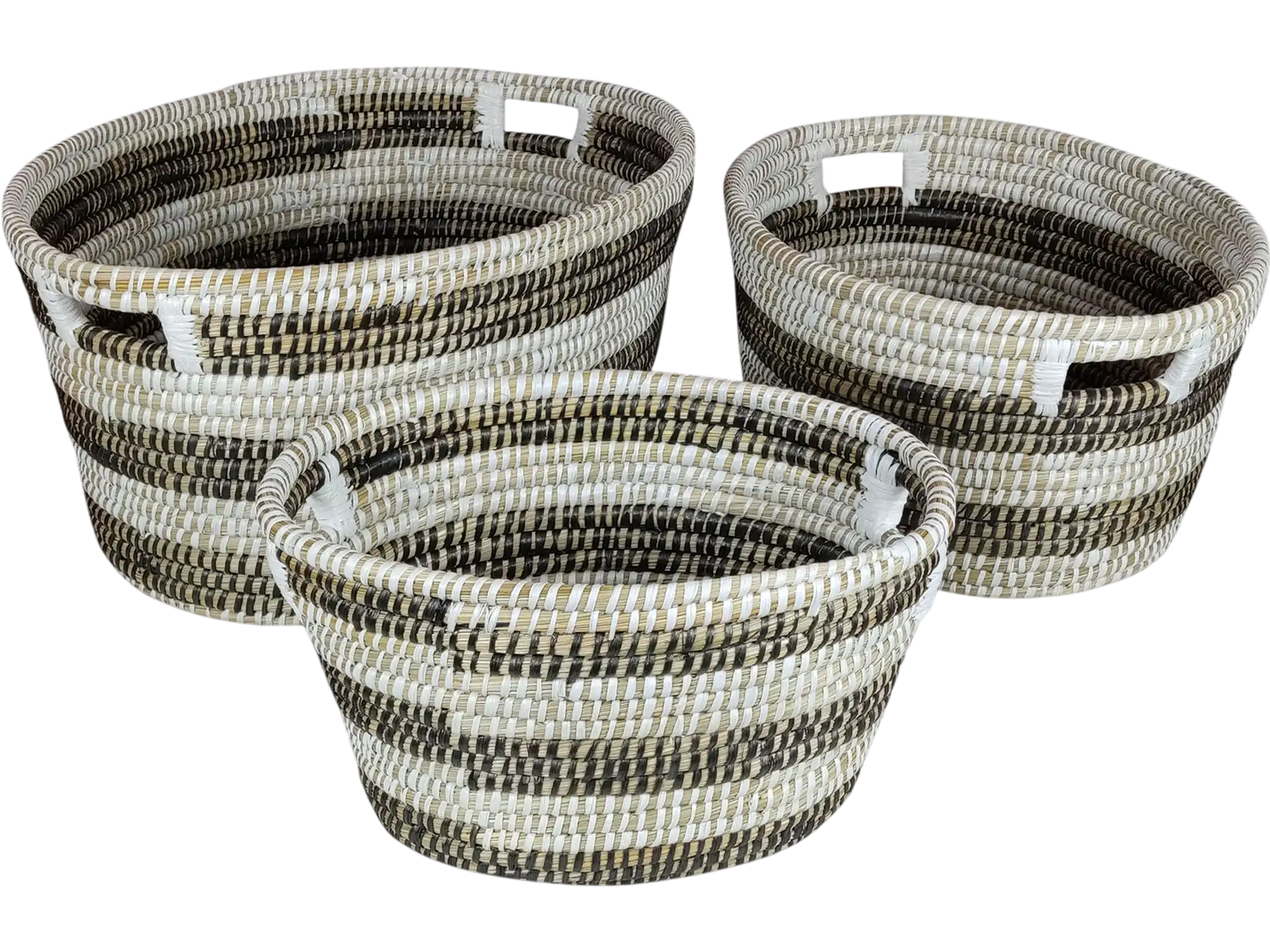Costway Stackable Natural Canes Grass Storage Baskets Set of 3 92174863 New