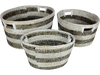 Natural Canes Grass Baskets Stackable Storage Bins Set of 3 with Hollowed Handles