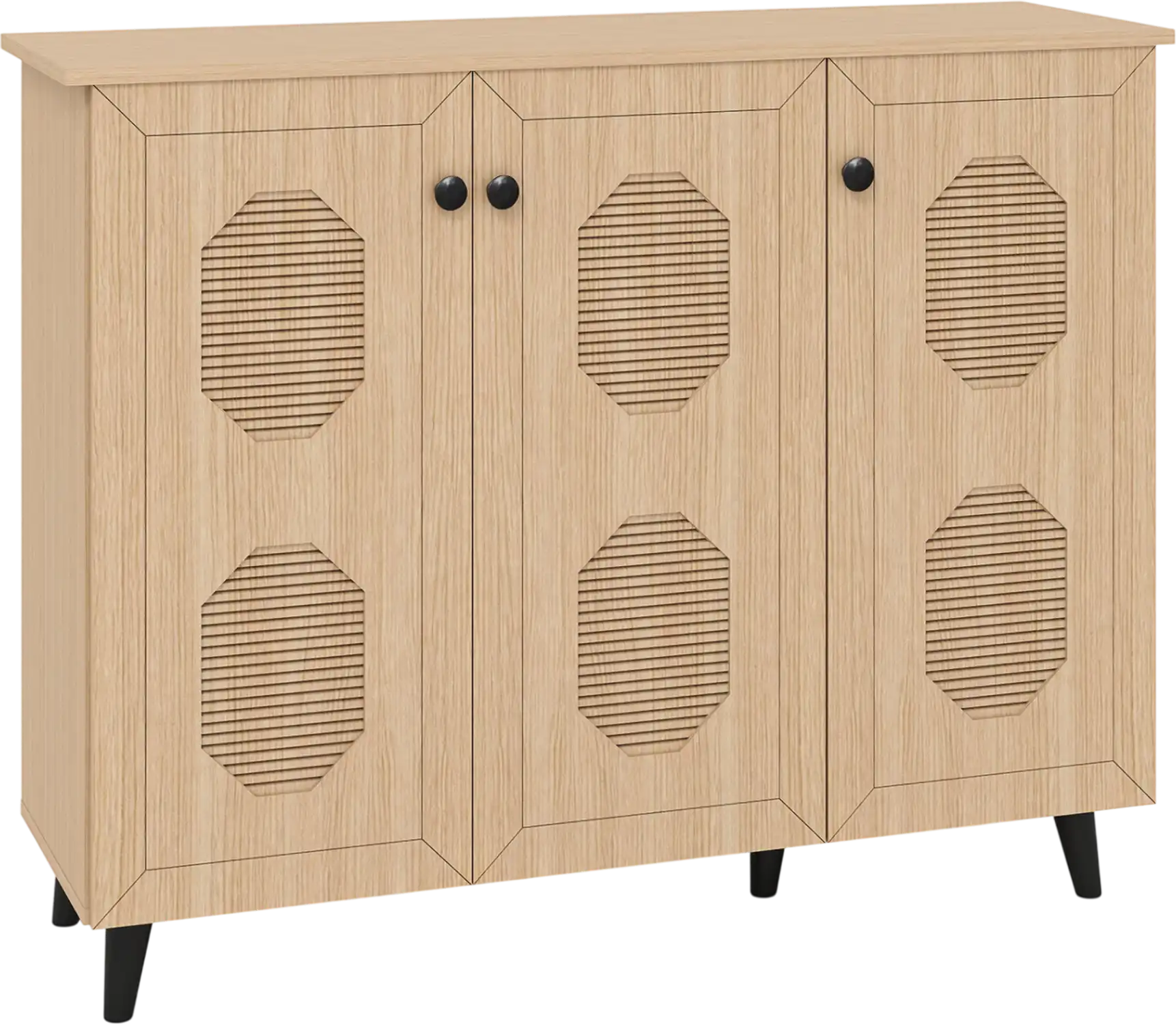 Costway Natural Freestanding Shoe Cabinet 3-Door Entryway Footwear Storage 21973715 New
