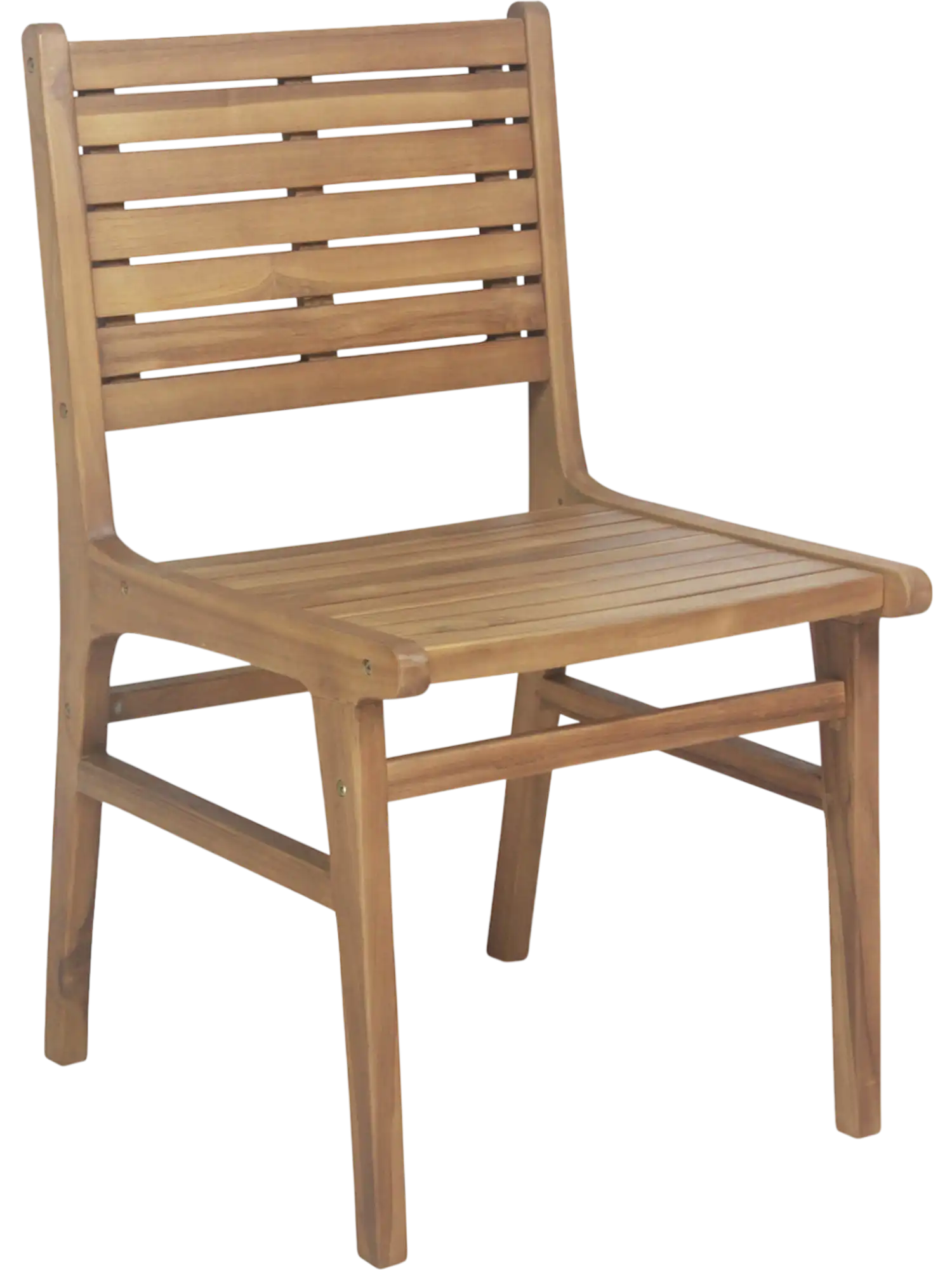Costway Natural Wood Armless Patio Dining Chair Slatted Seat Slanted Back 26503779 New