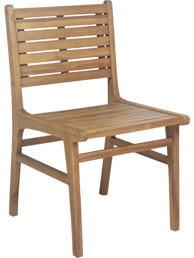 Costway Natural Wood Armless Patio Dining Chair Slatted Seat Slanted Back 26503779 New