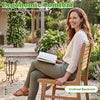 Natural wood armless patio chair with inclined backrest, slatted seat for ergonomic comfort, perfect for outdoor spaces.