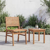 Natural wood armless patio chair with slanted back and slatted seat, perfect for outdoor relaxation on the patio.
