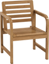 Natural Wood Patio Armchair with Slanted Back and Slatted Seat