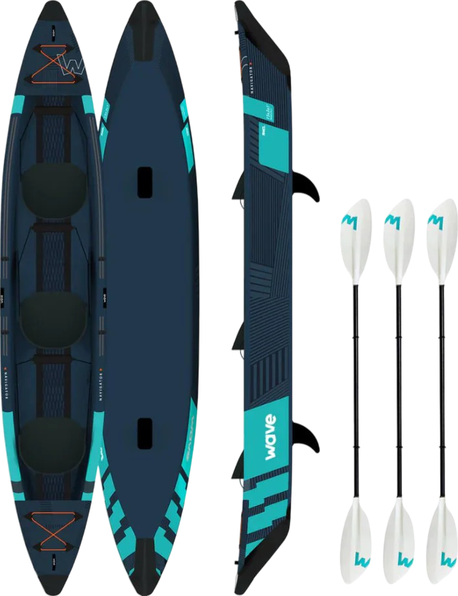 Wave Navigator Inflatable Kayak Drop-Stitch 2-3 Seater for High-Performance Paddling New