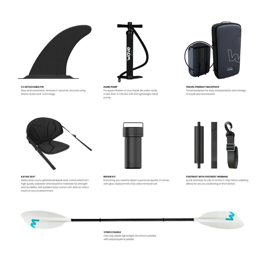 Wave Navigator Inflatable Kayak Drop-Stitch 1–2 Seater for High-Performance Paddling New