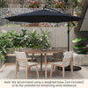 10 Feet Patio Offset Umbrella with 112 Solar-Powered LED Lights-Beige-Navy - Gallery View 1 of 9