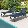 3 Pieces Patio Chaise Lounge Chair and Table Set for Poolside Yard-Navy - Gallery View 1 of 8