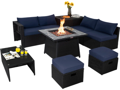 Costway 9-Piece Outdoor Wicker Sectional Sofa Set with 35