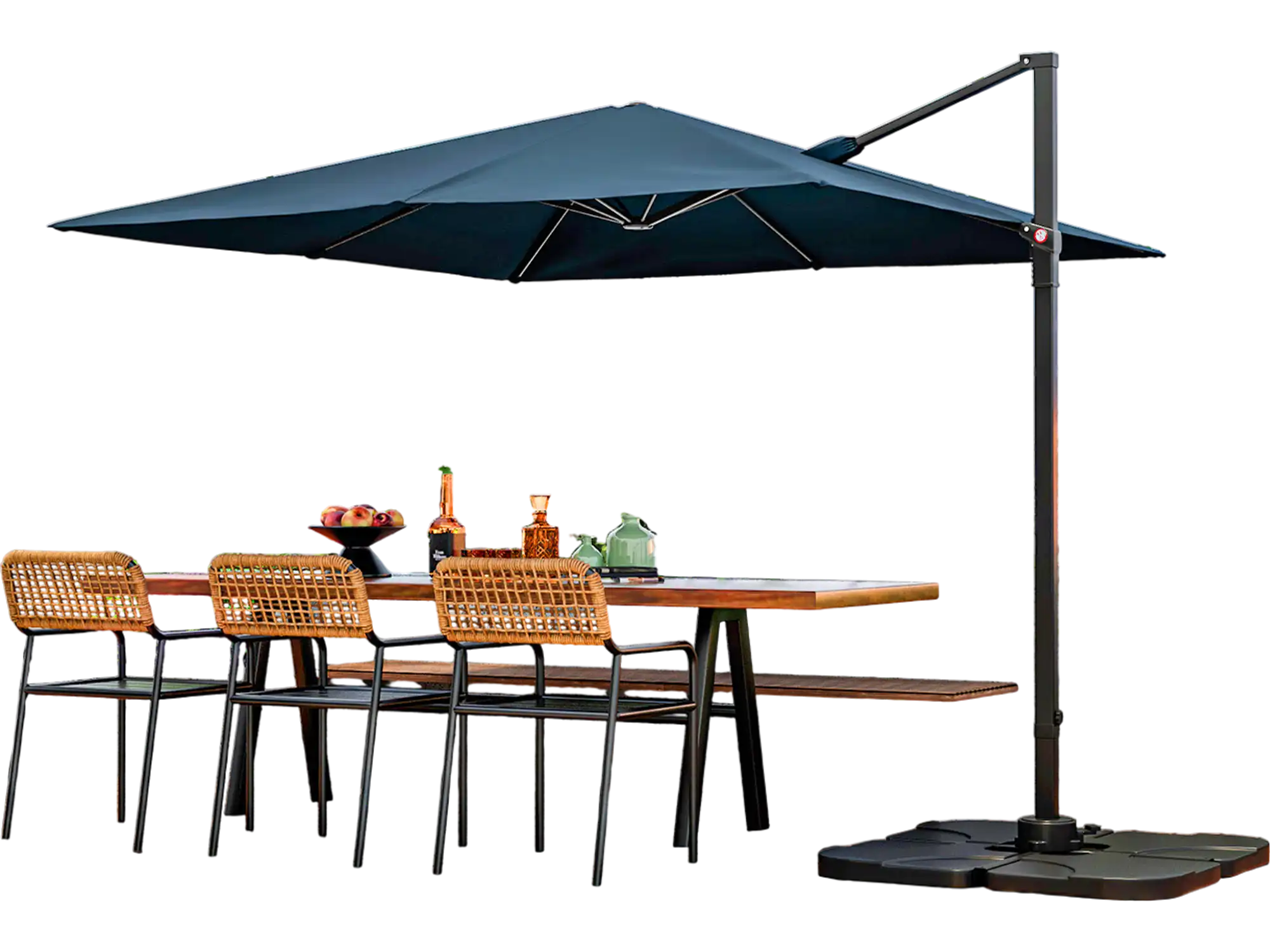 Costway 9.5' Square Patio Cantilever Umbrella 360° Rotation Navy 15398674 New