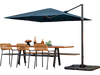 9.5 feet square navy patio cantilever umbrella with 360° rotation, featuring a sturdy aluminum pole and vented top for.