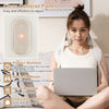 Neck shoulder massager in beige with adjustable straps, 2 heat levels, and a clear control panel for pain relief.