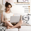 Neck shoulder massager in beige with adjustable straps and heat levels, perfect for hands-free relaxation at home or.