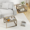 Gray nesting coffee table set of 2 with spacious tabletop and bottom shelf, perfect for living room or office use.