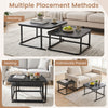 Nesting coffee table set of 2 features a faux marble top and metal frame, ideal for versatile placement in any room.