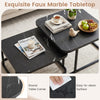 Nesting coffee table set of 2 features a black faux marble top and durable metal frame, perfect for living room organization.