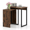 Rustic brown 2-in-1 nesting coffee table set with metal frame, ideal for living room or bedroom use.