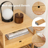 Bamboo nightstand set of 2 featuring open shelves, a drawer with cut-out handle, and easy cleaning surface for.