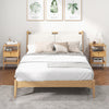 Bamboo nightstand set of 2 with open shelves and drawer, ideal for bedroom or living room storage and decor.