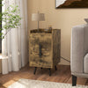 Rustic brown nightstand with 2 drawers and 2 USB ports, featuring a spacious tabletop and sturdy metal feet for.
