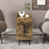 Rustic brown nightstand with 2 drawers, USB ports, and sturdy metal feet, perfect for bedside or side table use.