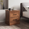 Wood Compact Floor Nightstand with Storage Drawers-Rustic Brown - Gallery View 1 of 9