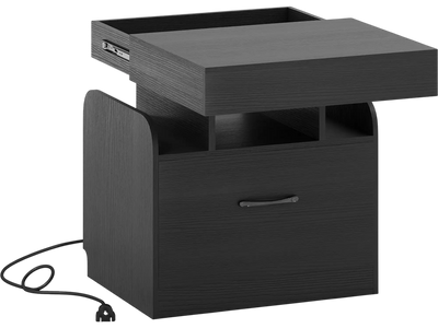 Costway Nightstand Bedside Table with Charging Station 13358238 New