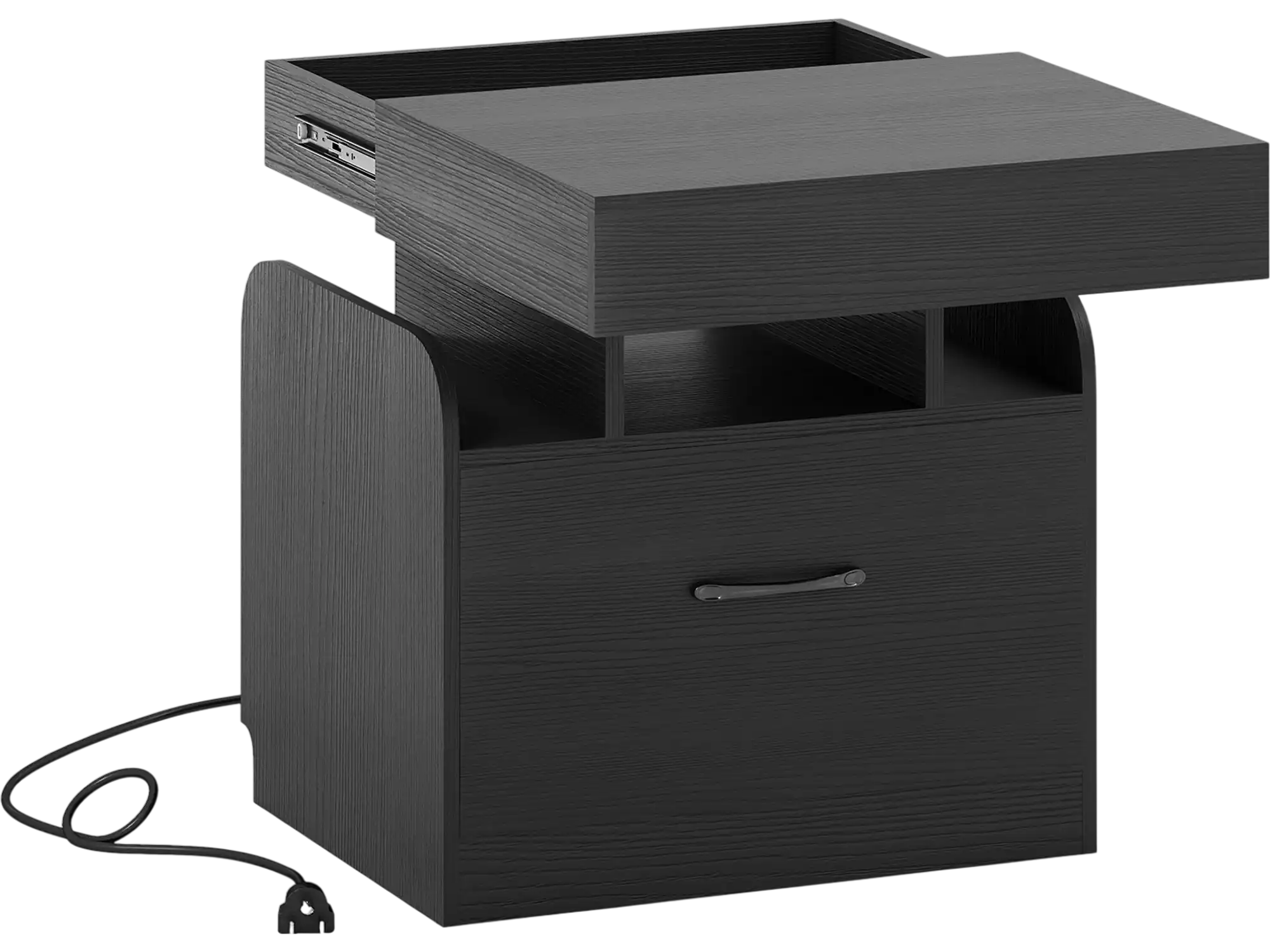 Costway Nightstand with Charging Station Modern Bedside Table 13358238 New