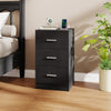 Nightstand with Charging Station End Table with 3 Storage Drawers Bedside Table for Bedroom-Black - Gallery View 1 of 10