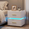 Nightstand with Charging Station LED Bedside Table with 2 Storage Drawers-White - Gallery View 1 of 10