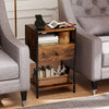 Nightstand with Charging Station Bedside Table with USB Ports and Outlets-Rustic Brown - Gallery View 1 of 10