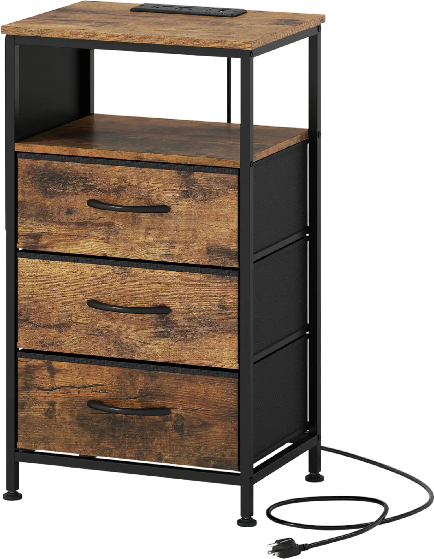 Costway Nightstand with Charging Station Modern Bedside Table 27.5