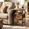 Nightstand with Charging Station 24.5 inch Modern Bedside Table with Fabric Drawer-Rustic Brown - Gallery View 1 of 12