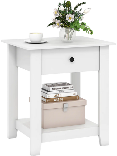 Costway Modern 3-Tier Nightstand Bedside Table w/ Drawer Open Shelf 92326562 New