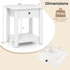 White nightstand with drawer and open shelf, featuring sturdy legs and a weight capacity of 110 lbs for versatile.