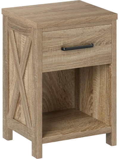 Costway Nightstand Side Table w/ Drawer Shelf 437582619 New
