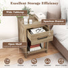 Nightstand with drawer and shelf in natural finish, featuring a wide tabletop and spacious drawer for convenient.