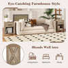 Nightstand with drawer and shelf in natural finish, featuring X-shaped patterns, perfect for living room or bedroom use.