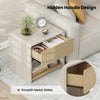 Modern 2-tier nightstand in oak with a concealed handle, featuring a drawer and open shelf for versatile storage.