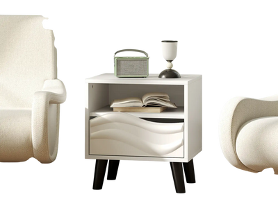 Costway Mid Century Modern Nightstand Bedside Side Table White 843261795 New